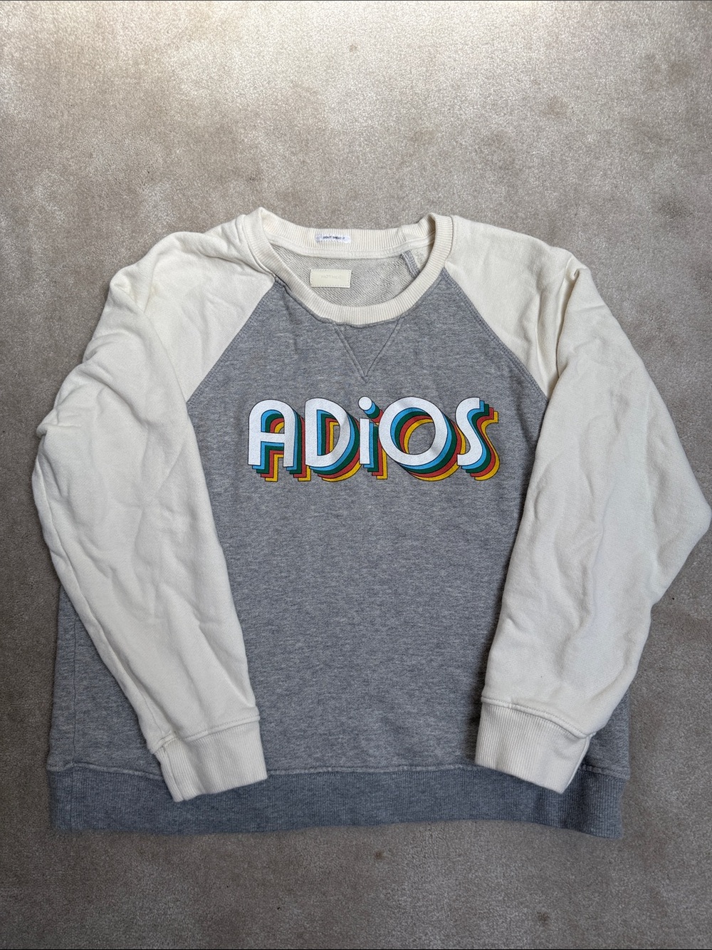 MOTHER - ADIOS Retro Logo Raglan Sweatshirt - Gray & Cream